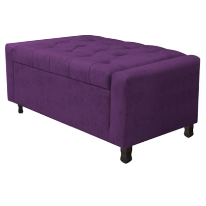 Calçadeira Baú Solteiro Everest P02 90 cm para cama Box Suede Roxo - Amarena Móveis