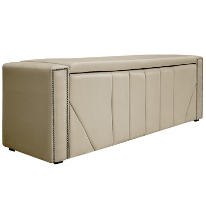 Calçadeira Baú Solteiro Minsk P02 90 cm para cama Box Corano Bege - Amarena Móveis