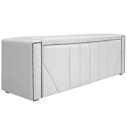 Calçadeira Baú Solteiro Minsk P02 90 cm para cama Box Corano Branco - Amarena Móveis