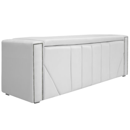 Calçadeira Baú Solteiro Minsk P02 90 cm para cama Box Corano Branco - Amarena Móveis