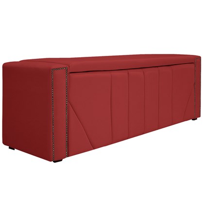 Calçadeira Baú Solteiro Minsk P02 90 cm para cama Box Corano Vermelho - Amarena Móveis