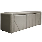 Calçadeira Baú Solteiro Minsk P02 90 cm para cama Box Linho Bege - Amarena Móveis