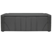 Calçadeira Baú Solteiro Minsk P02 90 cm para cama Box Linho Cinza Escuro - Amarena Móveis