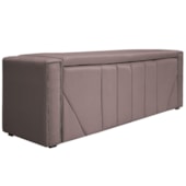Calçadeira Baú Solteiro Minsk P02 90 cm para cama Box Linho Rosê - Amarena Móveis