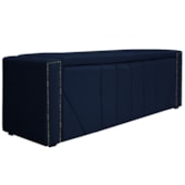 Calçadeira Baú Solteiro Minsk P02 90 cm para cama Box Suede Azul Marinho - Amarena Móveis