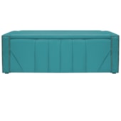 Calçadeira Baú Solteiro Minsk P02 90 cm para cama Box Suede Azul Turquesa - Amarena Móveis