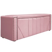 Calçadeira Baú Solteiro Minsk P02 90 cm para cama Box Suede Rosa Bebê - Amarena Móveis
