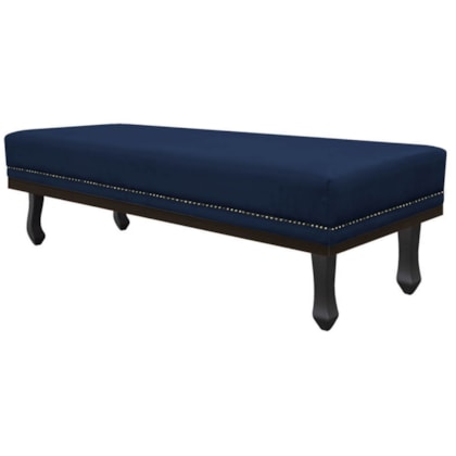 Calçadeira Casal Orlando P02 140 cm para cama Box Suede Azul Marinho - Amarena Móveis