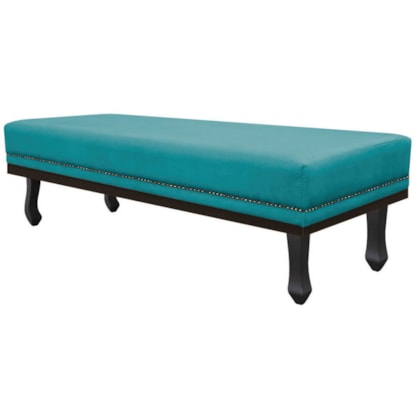 Calçadeira Casal Orlando P02 140 cm para cama Box Suede Azul Turquesa - Amarena Móveis