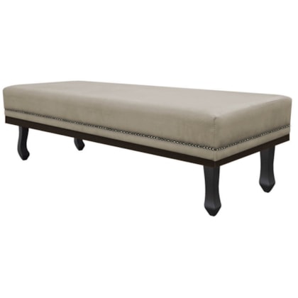 Calçadeira Casal Orlando P02 140 cm para cama Box Suede Bege - Amarena Móveis