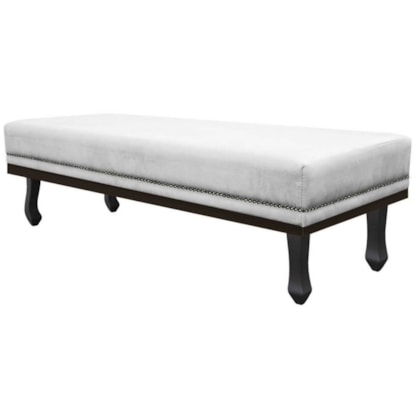 Calçadeira Casal Orlando P02 140 cm para cama Box Suede Branco - Amarena Móveis