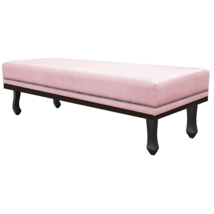 Calçadeira Casal Orlando P02 140 cm para cama Box Suede Rosa Bebê - Amarena Móveis