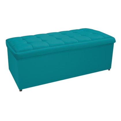 Calçadeira Copenhague 140 cm Casal Suede Azul Turquesa AM Decor