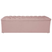 Calçadeira Estofada Liverpool 140 cm Casal Suede Rosê - Amarena Móveis