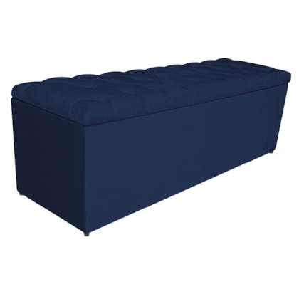 Calçadeira Estofada Liverpool 160 cm Queen Size Suede Azul Marinho - Amarena Móveis