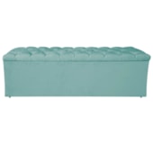 Calçadeira Estofada Liverpool 160 cm Queen Size Suede Azul Tiffany - Amarena Móveis