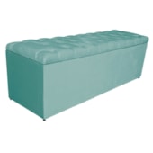 Calçadeira Estofada Liverpool 160 cm Queen Size Suede Azul Tiffany - Amarena Móveis