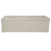 Calçadeira Estofada Liverpool 160 cm Queen Size Suede Bege - Amarena Móveis