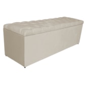 Calçadeira Estofada Liverpool 160 cm Queen Size Suede Bege - Amarena Móveis