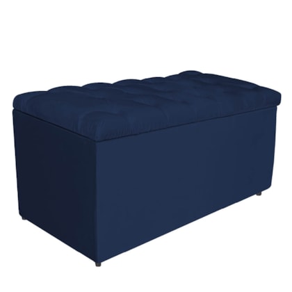 Calçadeira Estofada Liverpool 90 cm Solteiro Suede Azul Marinho - Amarena Móveis