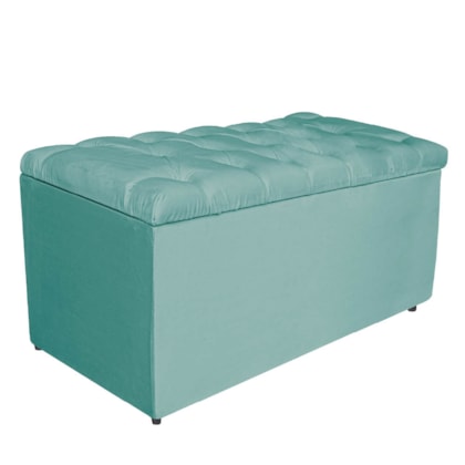 Calçadeira Estofada Liverpool 90 cm Solteiro Suede Azul Tiffany - Amarena Móveis