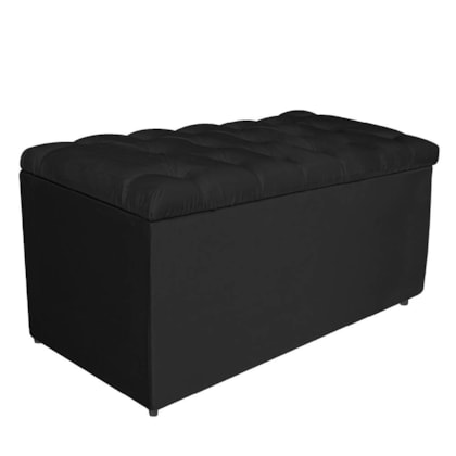 Calçadeira Estofada Liverpool 90 cm Solteiro Suede Preto - Amarena Móveis