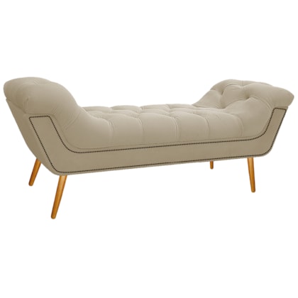 Calçadeira Estofada Veneza 140 cm Casal Corano Bege - Amarena Moveis