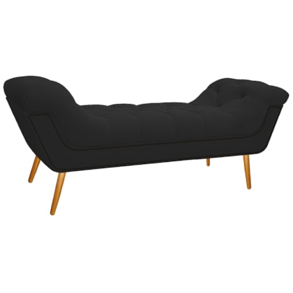 Calçadeira Estofada Veneza 140 cm Casal Corano Preto - Amarena Moveis