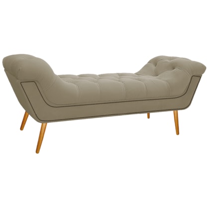 Calçadeira Estofada Veneza 140 cm Casal Linho Bege - Amarena Moveis