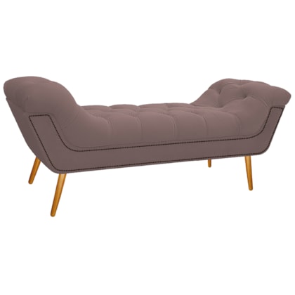 Calçadeira Estofada Veneza 140 cm Casal Linho Rosê - Amarena Moveis