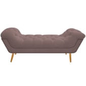 Calçadeira Estofada Veneza 140 cm Casal Linho Rosê - Amarena Moveis
