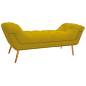 Calçadeira Estofada Veneza 140 cm Casal Suede Amarelo - Amarena Moveis