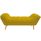 Calçadeira Estofada Veneza 140 cm Casal Suede Amarelo - Amarena Moveis