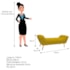 Calçadeira Estofada Veneza 140 cm Casal Suede Amarelo - Amarena Moveis
