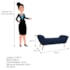 Calçadeira Estofada Veneza 140 cm Casal Suede Azul Marinho - Amarena Moveis