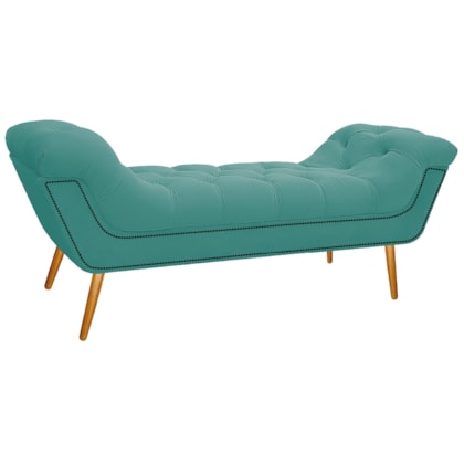 Calçadeira Estofada Veneza 140 cm Casal Suede Azul Tiffany - Amarena Moveis