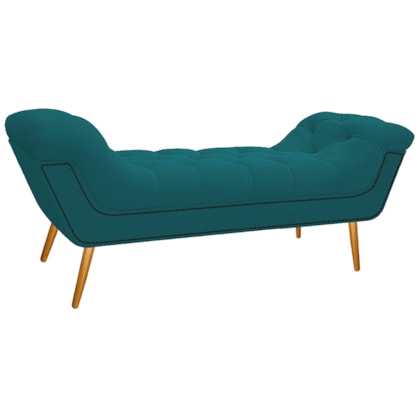 Calçadeira Estofada Veneza 140 cm Casal Suede Azul Turquesa - Amarena Moveis