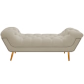 Calçadeira Estofada Veneza 140 cm Casal Suede Bege - Amarena Moveis