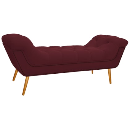 Calçadeira Estofada Veneza 140 cm Casal Suede Bordô - Amarena Moveis