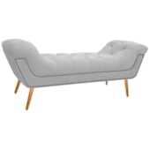 Calçadeira Estofada Veneza 140 cm Casal Suede Branco - Amarena Moveis