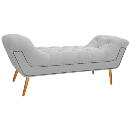 Calçadeira Estofada Veneza 140 cm Casal Suede Branco - Amarena Moveis