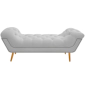 Calçadeira Estofada Veneza 140 cm Casal Suede Branco - Amarena Moveis