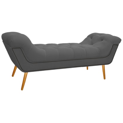 Calçadeira Estofada Veneza 140 cm Casal Suede Cinza - Amarena Moveis