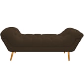 Calçadeira Estofada Veneza 140 cm Casal Suede Marrom - Amarena Moveis