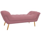 Calçadeira Estofada Veneza 140 cm Casal Suede Rosa Bebê - Amarena Moveis