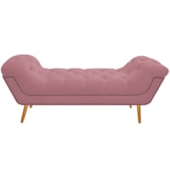 Calçadeira Estofada Veneza 140 cm Casal Suede Rosa Bebê - Amarena Moveis