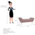 Calçadeira Estofada Veneza 140 cm Casal Suede Rosê - Amarena Moveis