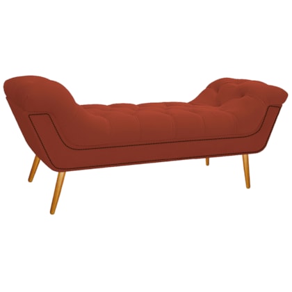 Calçadeira Estofada Veneza 140 cm Casal Suede Terracota - Amarena Moveis