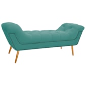 Calçadeira Estofada Veneza 160 cm Queen Size Suede Azul Tiffany - Amarena Moveis