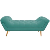 Calçadeira Estofada Veneza 160 cm Queen Size Suede Azul Tiffany - Amarena Moveis